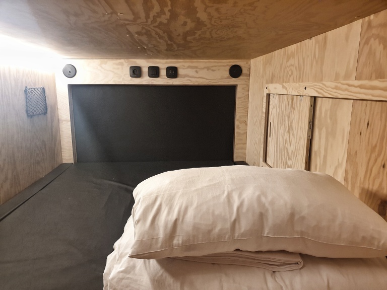 Cabins at Jo&Joe - basically a small wooden box/coffin